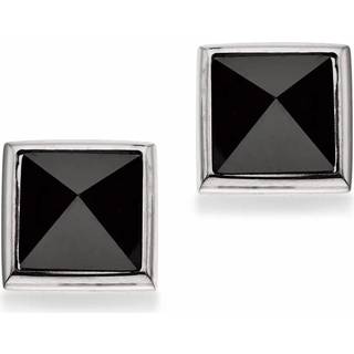 Scrouples - Kvadratiske herre ørestikker med sort sten - 158591