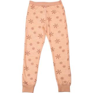 Leggings i ferskenfarvet med print af snefug i uld-silke