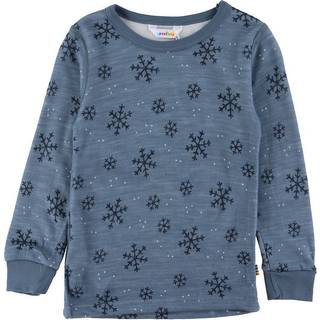 Langærmet bluse med print af snefug i uld-silke