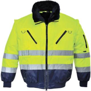 Hi-Vis 3 i 1 pilotjakke - Gul/Marine (Størrelse: M)