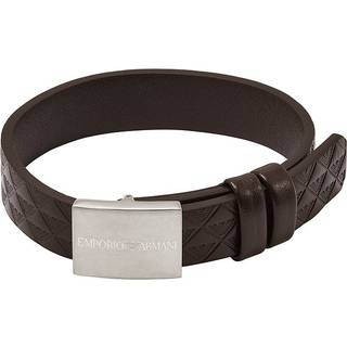 Emporio Armani Eagle Logo Tekstureret Læderrem Armbånd
