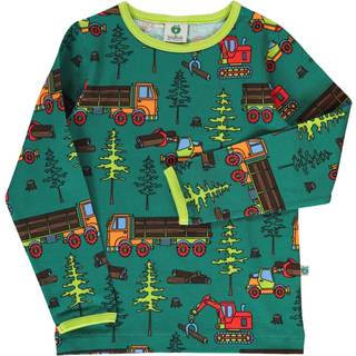 Småfolk Long-sleeved top with machines  Petroleum Green 2-3 Y  Grøn  2-3 år  mand