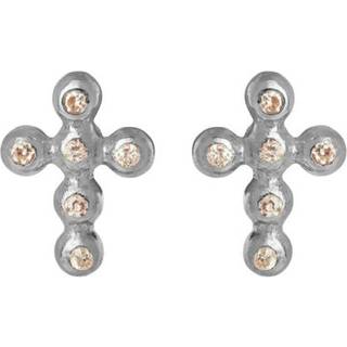 Susanne Friis Bjørner Outlet - SFB - Sølv kors ørestikker med sten - 5327-1