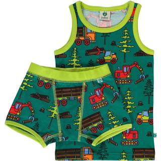 Småfolk Underwear set with machines  Petroleum Green 5-6 Y  Grøn  5-6 år  mand