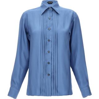 Tom Ford Pleated twill shirt - blue - S/M