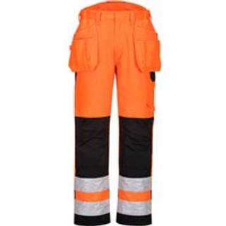 PW2 hi-vis bukser med hængelommer - Orange/Sort (Størrelse: 28)