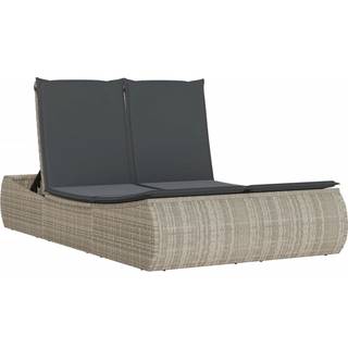 solseng med hynder polyrattan lysegrå