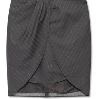 Off-White Pinstripe asymmetric wool blend miniskirt - grey - XL