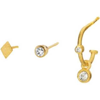 Susanne Friis Bjørner Øreringe - SFB - 3 stk øreringe mixet med hvide topaser - 5680-2-006