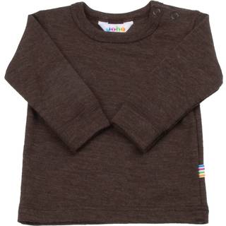 Langærmet bluse i brun 100% merino uld