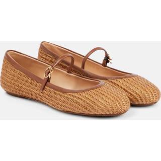 Gianvito Rossi Carla raffia and leather ballet flats - brown - EU 35