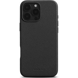 iPhone 16 Pro Max WOOLNUT Ægte Læder Bagside Cover - MagSafe Kompatibel - Sort