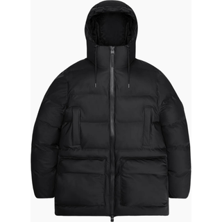 Rains Unisex Alta Puffer Cargo Jacket W3T3 Black Grain, M