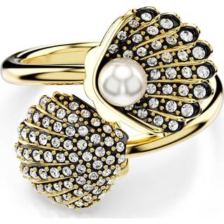 Idyllia Ring, Kristallperle, Muschel, Weiß, Goldlegierungsschicht