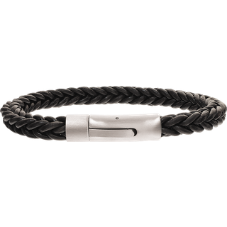 Scrouples - Brunt læder Herre armbånd med stål lås - 03041