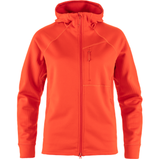 Fjällräven Women's Abisko Grid Fleece Hoodie Flame Orange, L