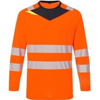 PW3 hi-vis langærmet t-shirt - Orange/Sort (Størrelse: S)