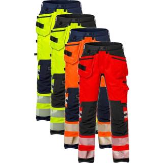 Fristads 127734 Hi Vis håndværker stretch bukser kl.2 2707 / Arbejdsbukser Hi-Vis Orange/Marine C146