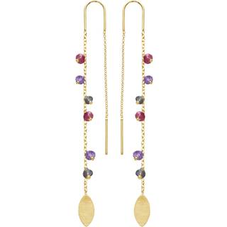 Susanne Friis Bjørner Øreringe - SFB - Sølv forgyldt ørekæde med sten - 5617-2-593