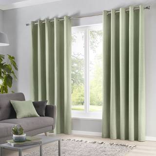 Fusion Fusion Green Sorbonne Pair of Eyelet Room Darkening Curtains