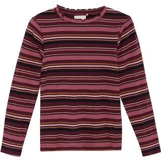 Minymo Stribet Langærmet T-shirt Tawny Port 116 cm  Brun  116 cm  kvinde