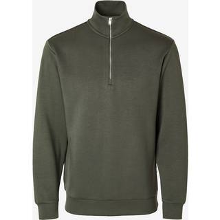 Selected Emanuel Soft Half Zip Sweat Forest Night
