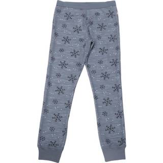 Leggings i blå med print af snefug i uld-silke
