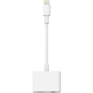 SiGN Lightning til 3,5 mm adapter til lyd og opladning, 12W, 10 cm - Hvid