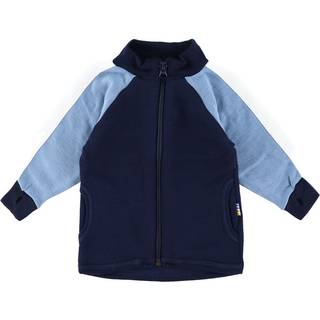 Cardigan med lynlås i navy-lyseblå i uld