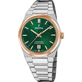 Festina Swiss Made Rivé herreur i stål med grøn urskive