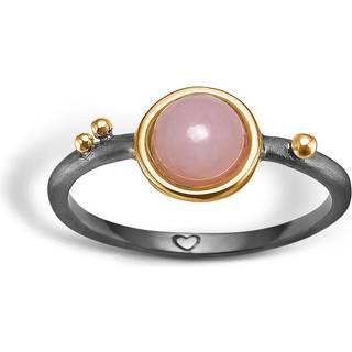 Blossom Copenhagen - Oxyderet sølv ring med lyderød opal - 25631260