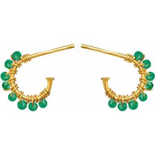 Susanne Friis Bjørner Øreringe - SFB - Forgyldte sølv ørering med grøne sten - 5656-2-102