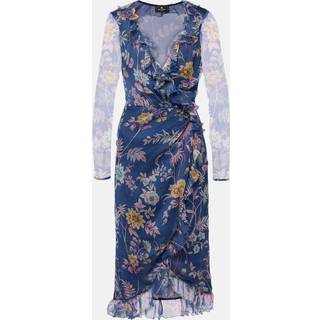 Etro Floral silk wrap dress - blue - XXS