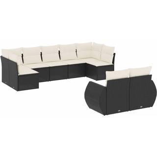 Sofasæt Til Haven 10 Dele Med Hynder Polyrattan Beige - Sort og cremefarvet / Uden bord