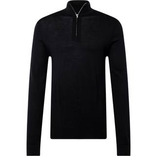 Selected Tray LS Merino Knit Half Zip Black