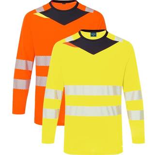 PW3 hi-vis langærmet t-shirt - Gul/Sort (Størrelse: L)