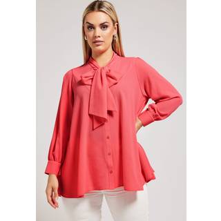 Yours Curve Yours Curve Pink Tie-Neck Gather Blouse