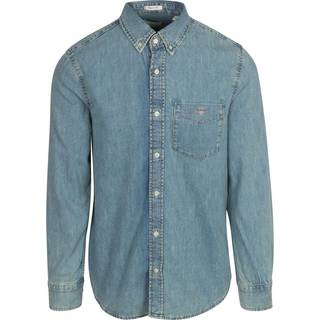 GANT Regular Fit Denim Shirt Light Blue Worn In