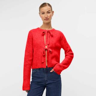 Object - Objparvi Knit Cardigan - Striktrøjer og cardigans til kvinder - Flame Scarlet - S