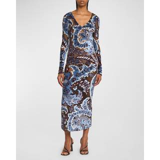 Etro Printed midi dress - blue - S