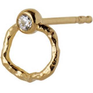 Ørering - Petit Wavy Dangling Circle m. zirkon