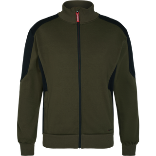ENGEL Galaxy Sweat Cardigan med krave Forest Green/Sort 8830-233 4XL