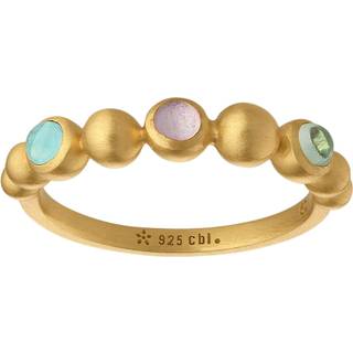 Bybiehl Pebbles band forgyldt ring med farvede krystaller - Str. 54