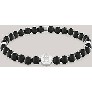 TH Monogram Onyx Bead Bracelet