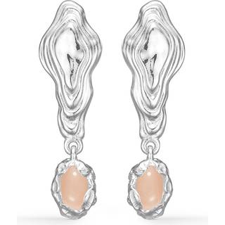 Studio Z - Shell sølv ørestikker der hænger med lyserød sten - 7117859