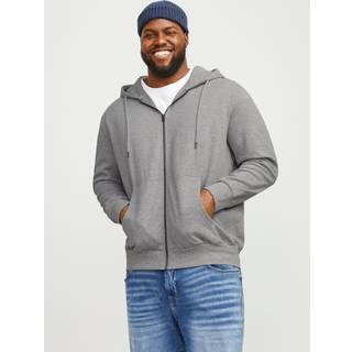 Plus Size Ensfarvet Hættetrøje Med Lynlås