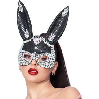Schwarze Hasenmaske mit Glitzersteinen