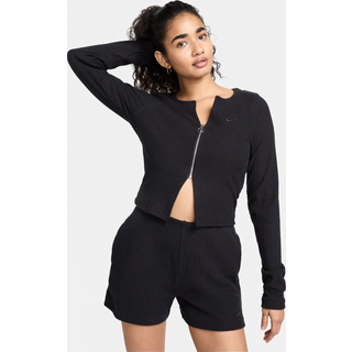 Tætiddende Nike Sportswear Chill Rib-cardigan med fuld lynlås til kvinder - sort - M (EU 40-42)