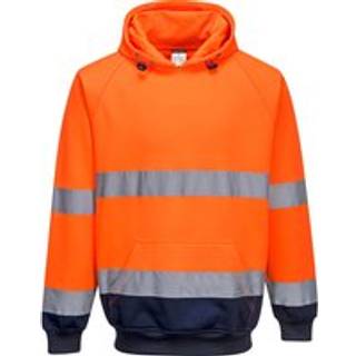 2 farvet hætte sweatshirts - Orange/Marine (Størrelse: XL)