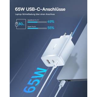 Baseus Cube Pro 65W GaN oplader 2x USB-C + USB-A - hvid